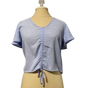 Pink Rose Blue Polka Dot Print Size Small